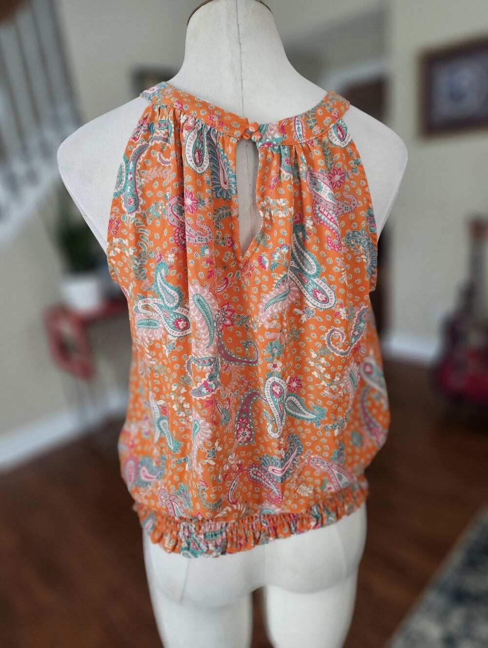 Rose And Olive Boho Orange Top Medium - Picture 3 of 4